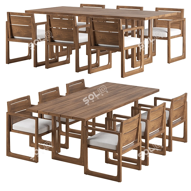 Elegant Navaro Dining Set 3D model image 1