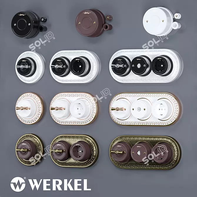 Werkel Retro: Metal Frames, Ceramic Sockets & Switches 3D model image 1