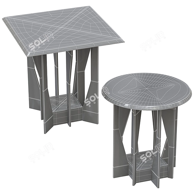 Modern Metal and Marble Coffee Table 3D model image 2