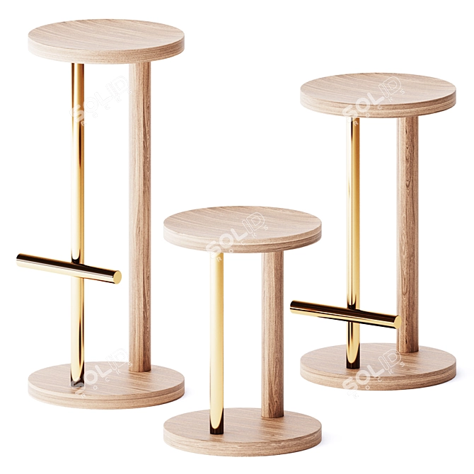 Sleek Spot Stools in Multiple Heights 3D model image 2