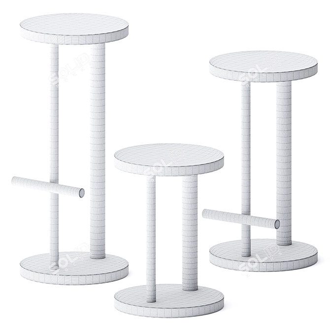 Sleek Spot Stools in Multiple Heights 3D model image 4