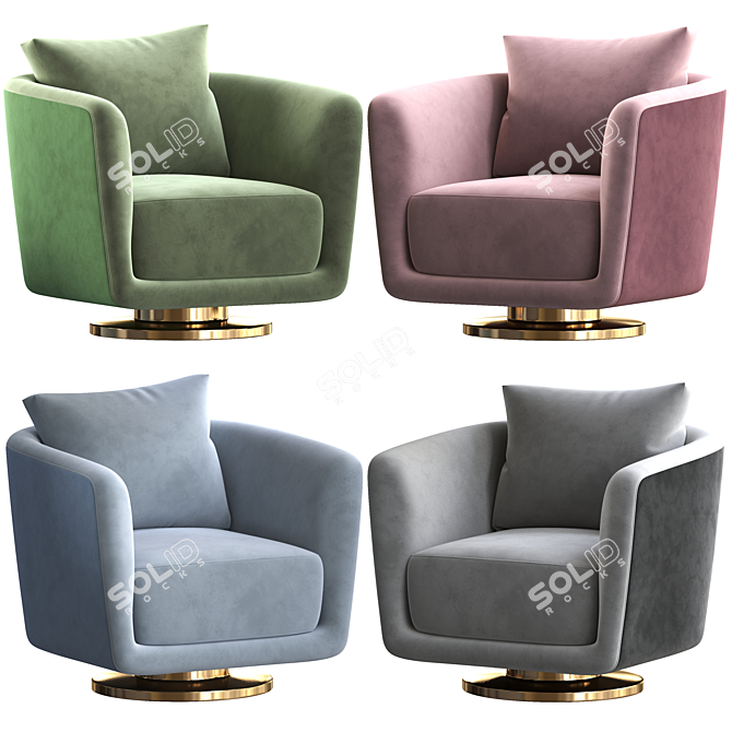 Elegant Julie Armchair by Fendi 3D model image 2