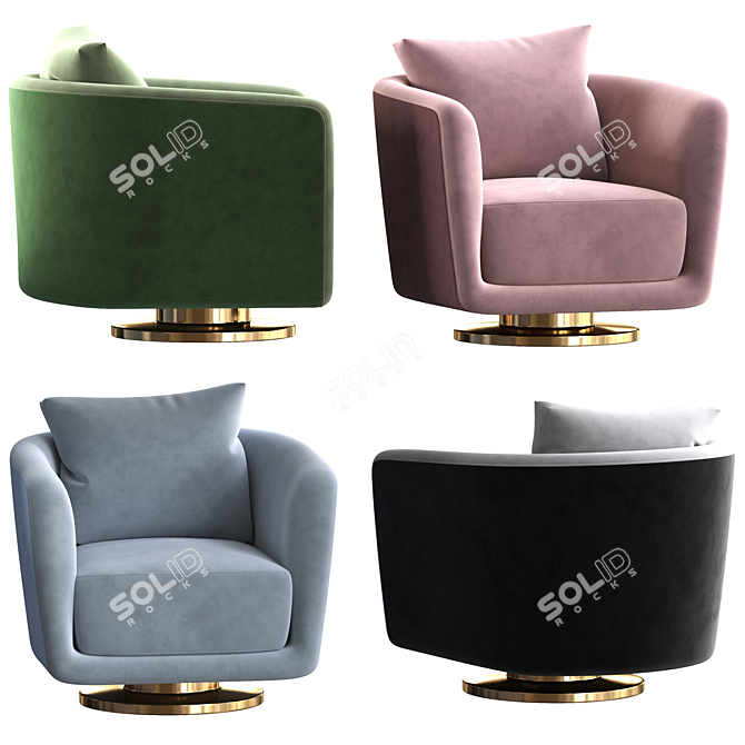 Elegant Julie Armchair by Fendi 3D model image 3