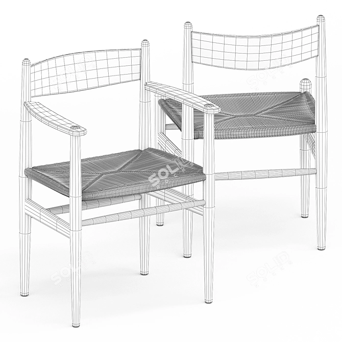 Modern Scandinavian CH36 and CH37 Chairs 3D model image 5