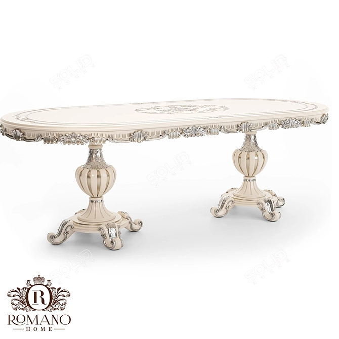 Handcrafted Dining Table: Bella Grand Romano 3D model image 1