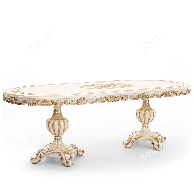 Handcrafted Dining Table: Bella Grand Romano 3D model image 2
