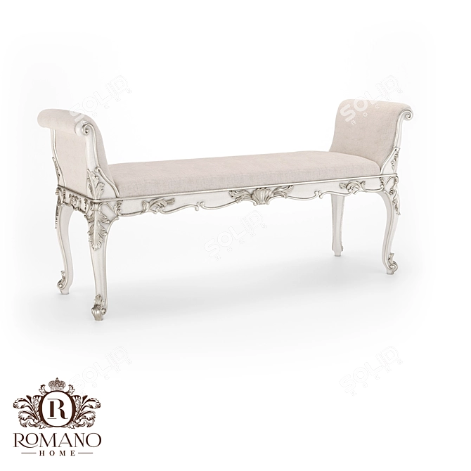 Romano Home Josephine Bench with Railing: Handcrafted Elegance 3D model image 1