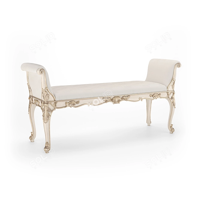 Romano Home Josephine Bench with Railing: Handcrafted Elegance 3D model image 2