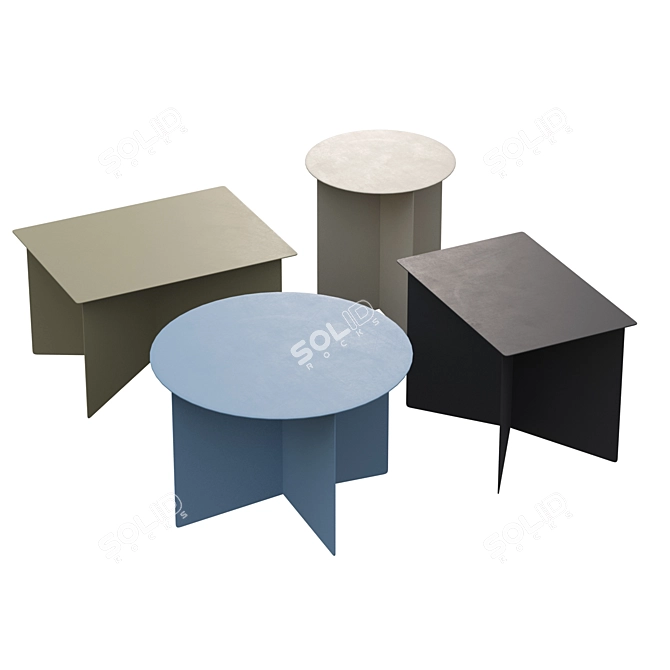 HK Living Metal Side Tables Collection 3D model image 2