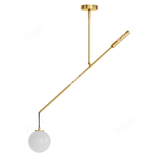 Bold Brass Counterbalance Pendant: Balance Lamp 3D model image 1
