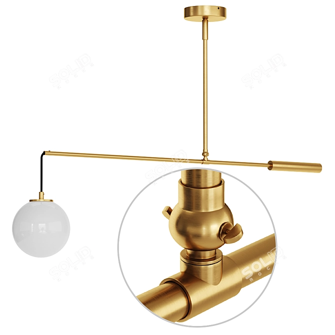 Bold Brass Counterbalance Pendant: Balance Lamp 3D model image 2