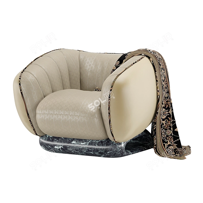 Monumental Marble and Leather Armchair 3D model image 1