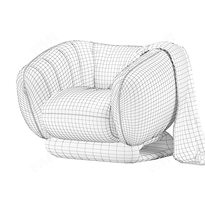 Monumental Marble and Leather Armchair 3D model image 5