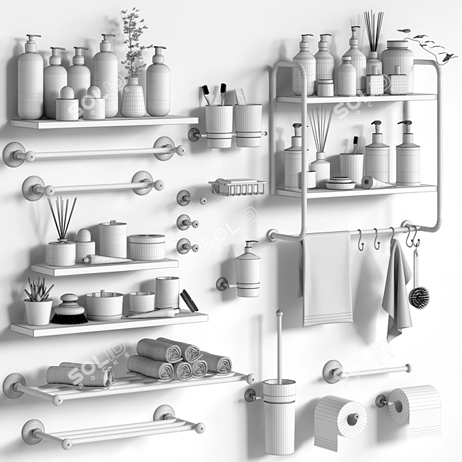 20-Piece Bathroom Accessories Set 3D model image 5