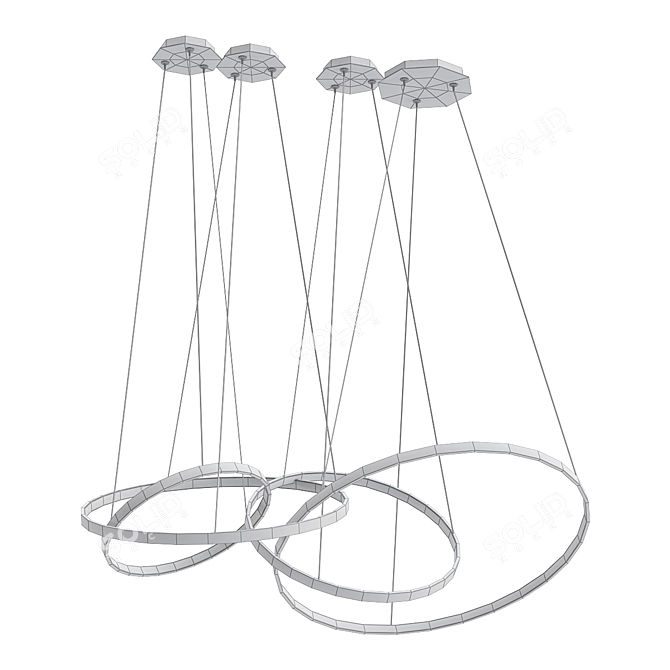 Elegant Oracle 4-Ring Chandelier 3D model image 2