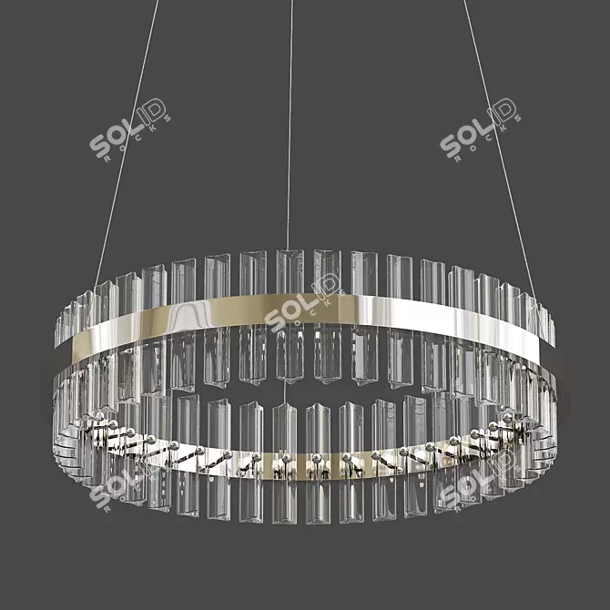 Elegant Ring Horizontal Chrome Chandelier 3D model image 1