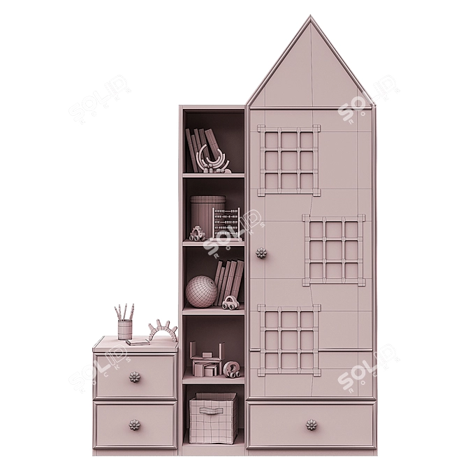 Kids House Wardrobe 1 3D model image 3