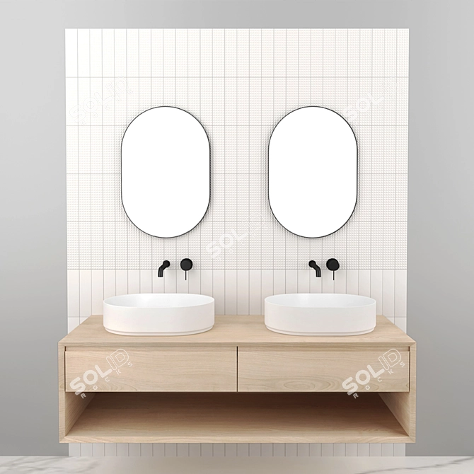 Modern White Bathroom Set 3D model image 1