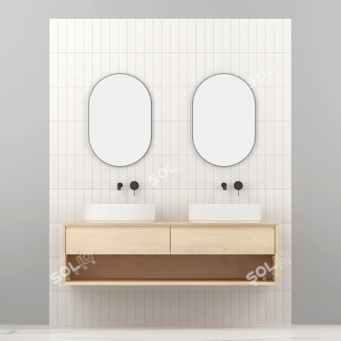 Modern White Bathroom Set 3D model image 3