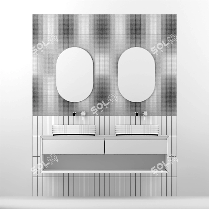 Modern White Bathroom Set 3D model image 4