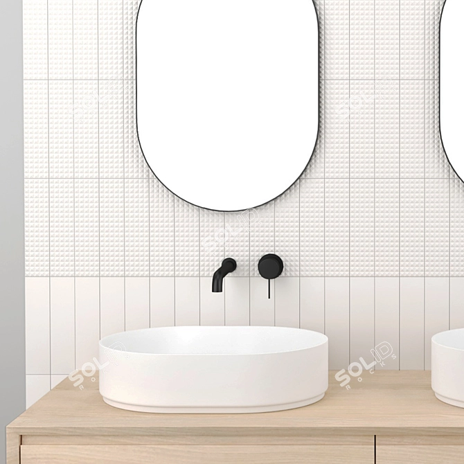 Modern White Bathroom Set 3D model image 5