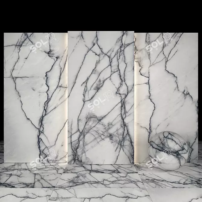 Elegant Athos White Marble Slabs 3D model image 1