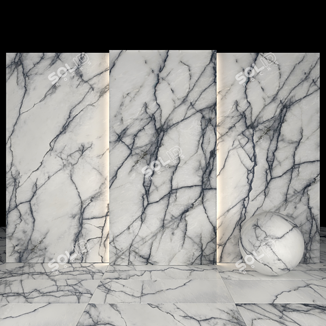 Elegant Athos White Marble Slabs 3D model image 2