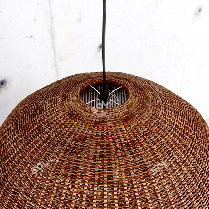HKLiving Bamboo Pendant Ball Lamp - Stylish Lighting Solution 3D model image 2