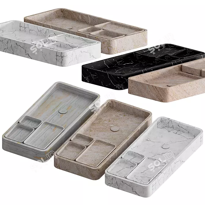 Kreoo Bento: Innovative Marble Sink 3D model image 1