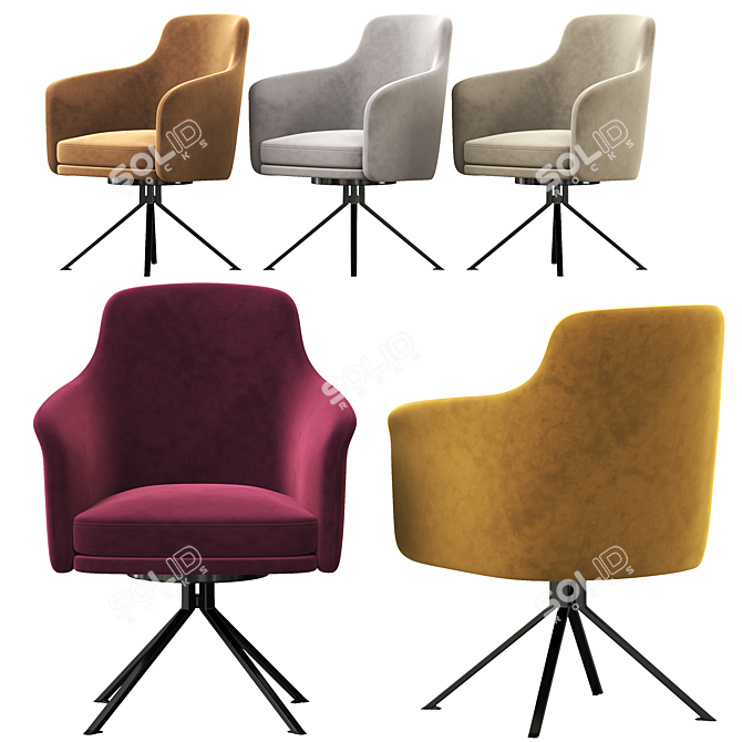 Elegant Stanford Swivel Chair 3D model image 2