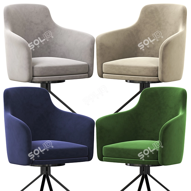 Elegant Stanford Swivel Chair 3D model image 3