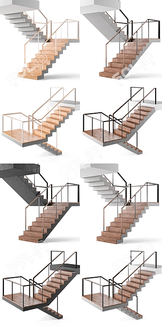 Wood-Clad Concrete Ladder 3D model image 2