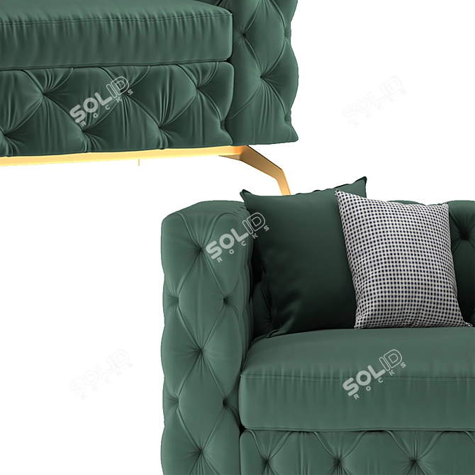 Luxury Golden Leg Capitonne Armchair 3D model image 4