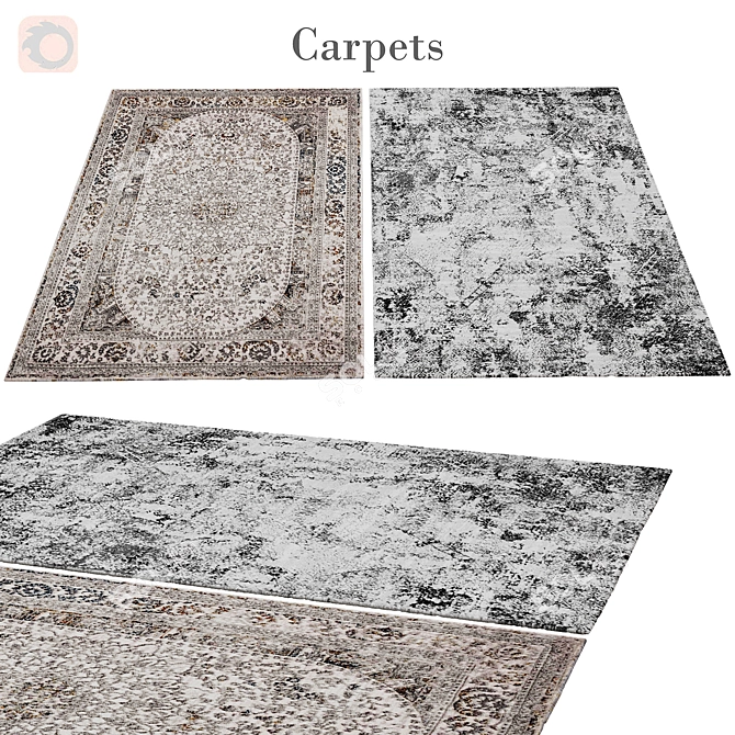 Elegant 280cm Rug: 3,888 Polys, 4,004 Vets 3D model image 1