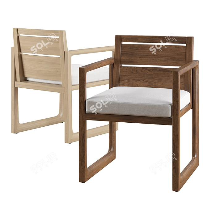 Sophisticated RH Navaro Dining Armchair 3D model image 1