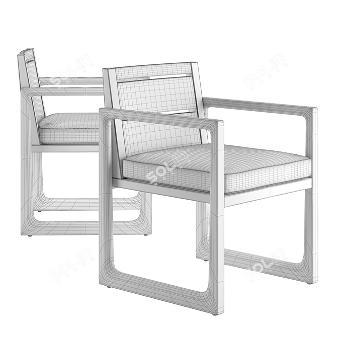 Sophisticated RH Navaro Dining Armchair 3D model image 5