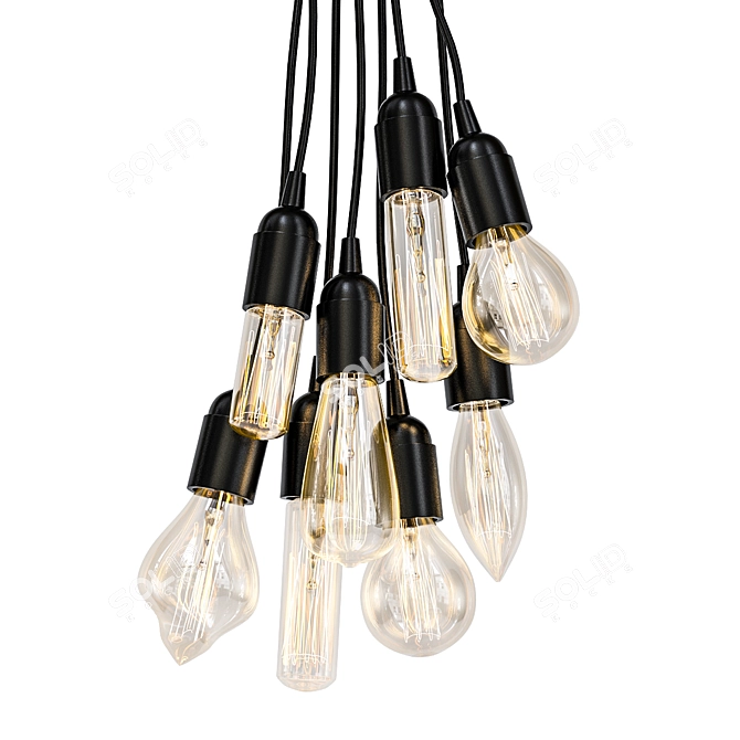 Vintage Style Edison Filament Bulb 3D model image 1