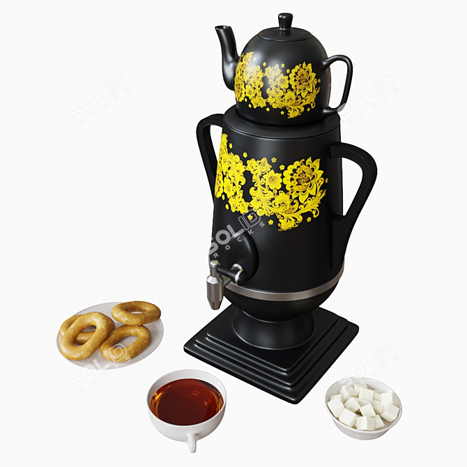 Russian-inspired Samovar for Authentic Tea Experience 3D model image 4