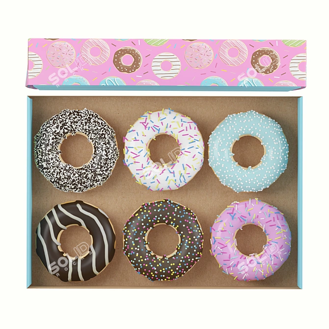 Delicious Donut Box 3D model image 3