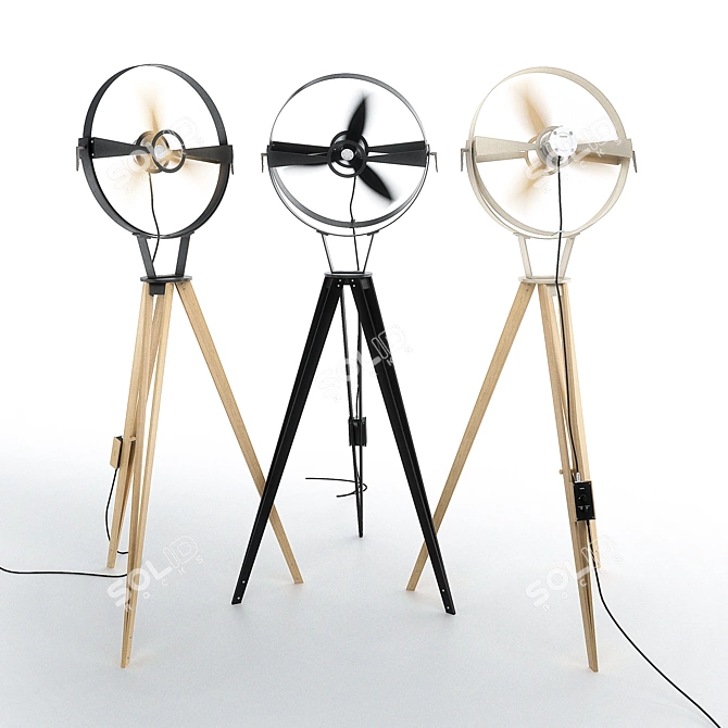 Aura Wooden Blade Fan 3D model image 1