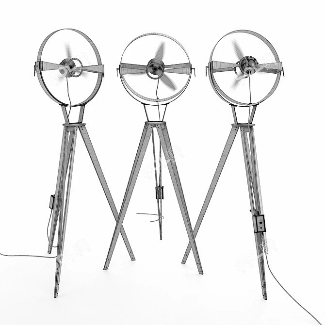 Aura Wooden Blade Fan 3D model image 2