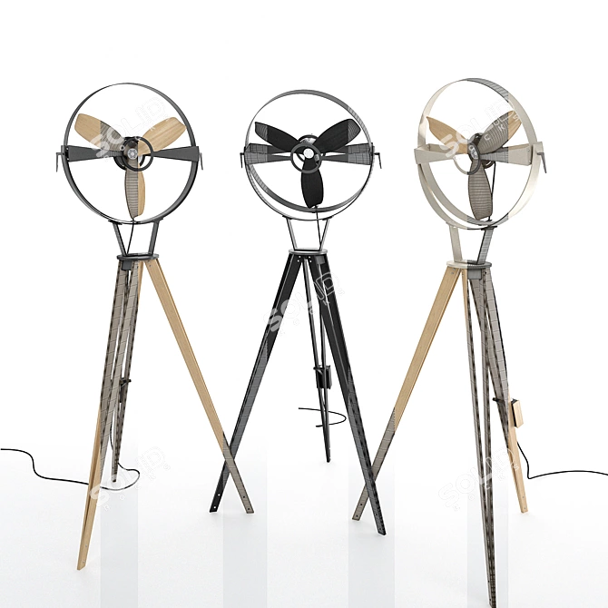 Aura Wooden Blade Fan 3D model image 3