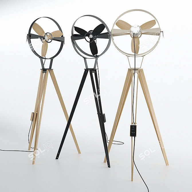 Aura Wooden Blade Fan 3D model image 4