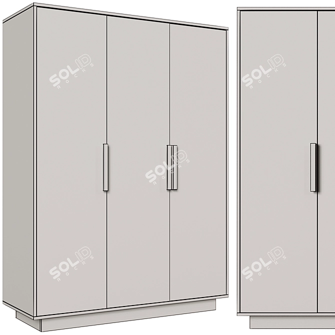 FABI 3-Door Wardrobe: Elegant Storage Solution 3D model image 2