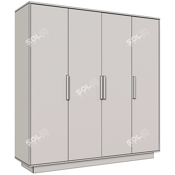 Fabi 4-Door Wardrobe: Elegant, Fashionable, and Spacious 3D model image 3