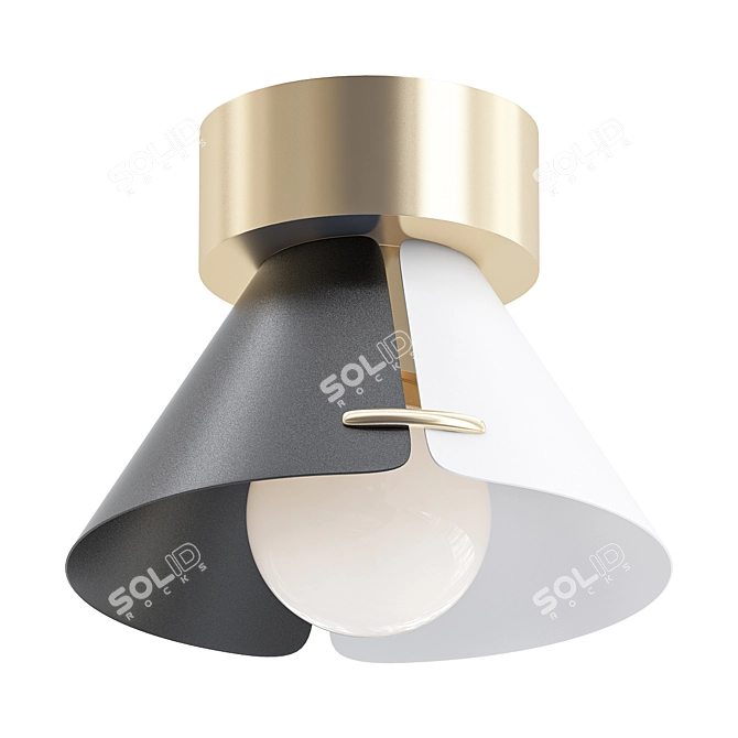 Sleek Split Flush Mount 3D model image 1