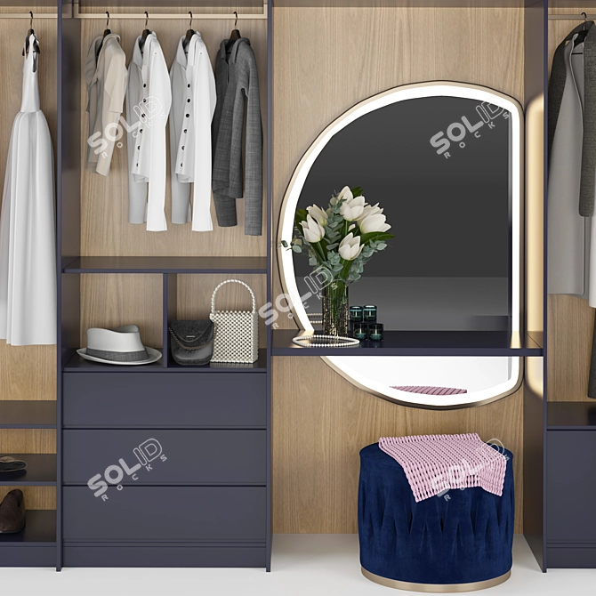 Modern Wardrobe Composition - with Editable Model 3D model image 2