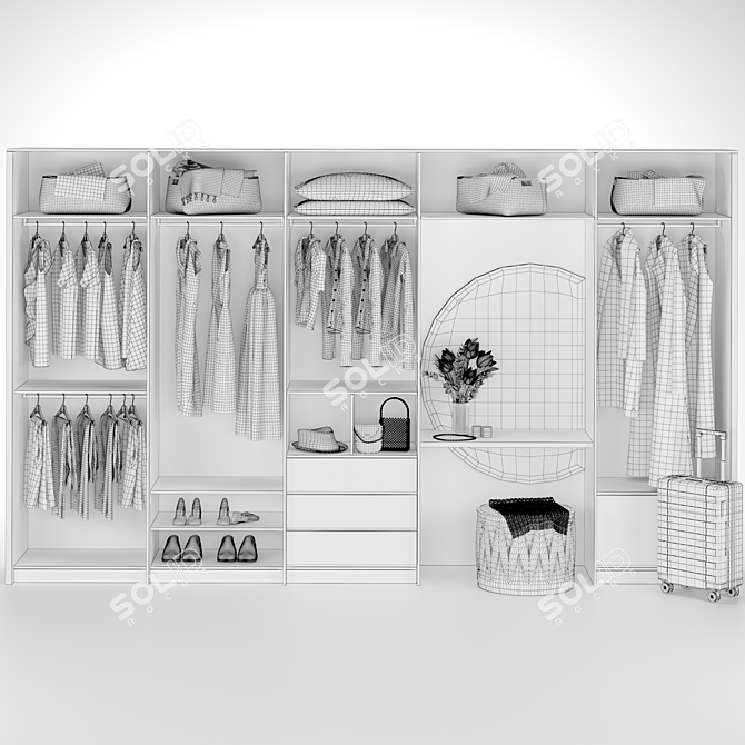 Modern Wardrobe Composition - with Editable Model 3D model image 4