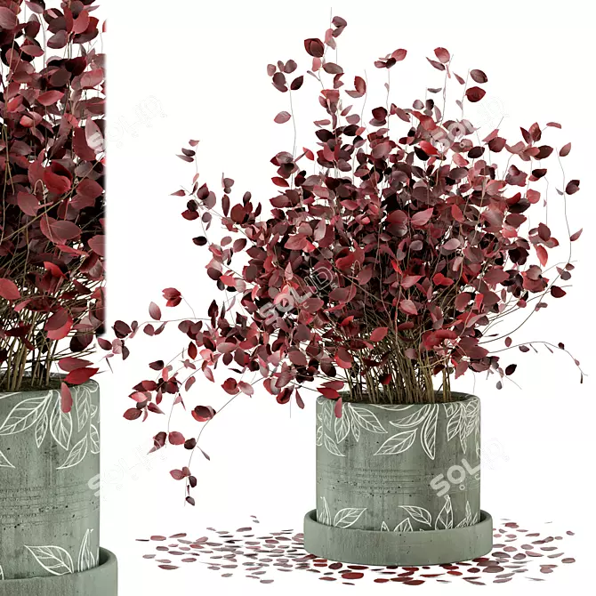 Rusty Concrete Pot Indoor Plants - Set 49 3D model image 1