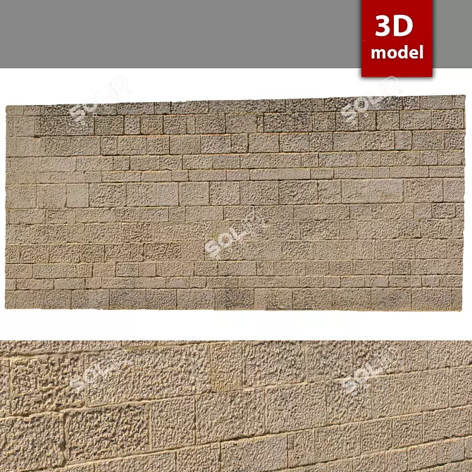 Stone Wall 3D Model 3D model image 1